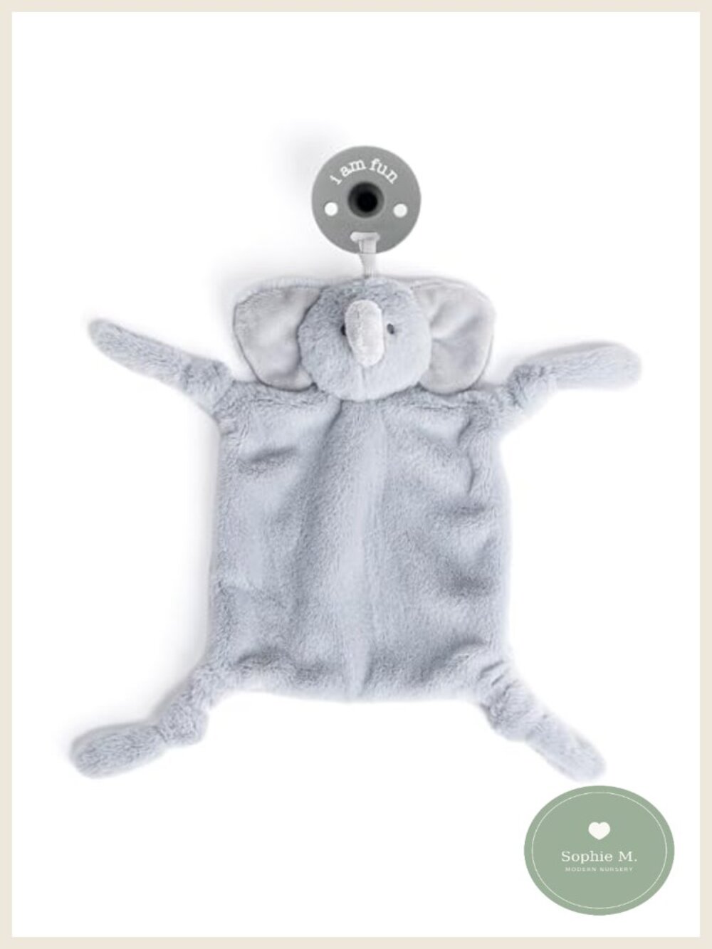 Soft Plush Elephant Pacifier Holder Universal Loop Baby Lovey